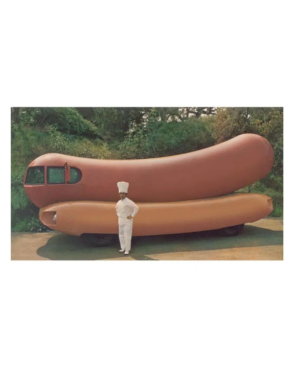 Found Image Press - Wienermobile and Chef Postcard