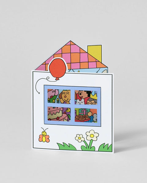 Wrap - Birthday House Party Shaped Card