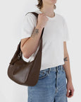 Baggu - Medium Recycled Leather Crescent Bag - Brown