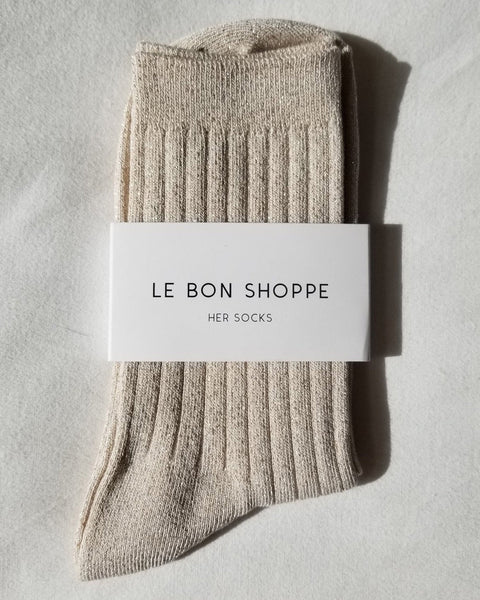 Le Bon Shoppe - Her Socks Lurex - Ivory Gold Glitter