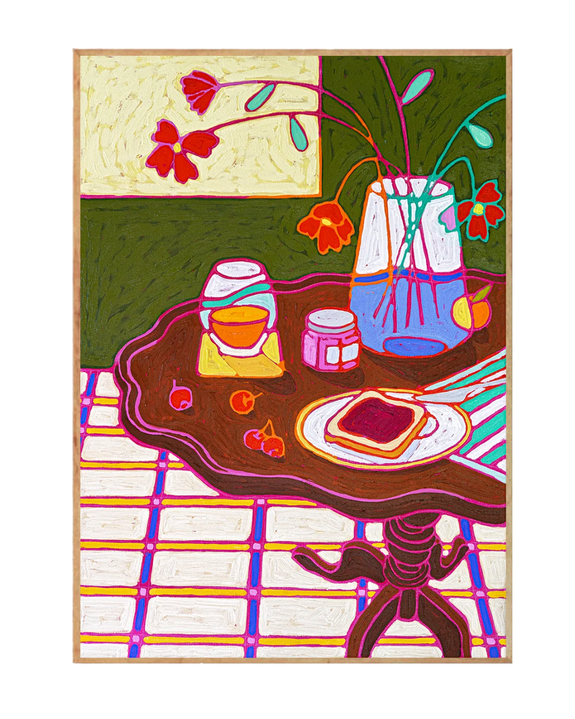 Food For Everyone - A3 Print - Jam Toast by Lisa Nooin