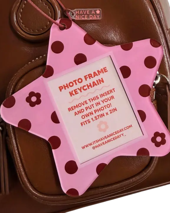 Have A Nice Day - Photo Frame Keychain - Polka Dot Star
