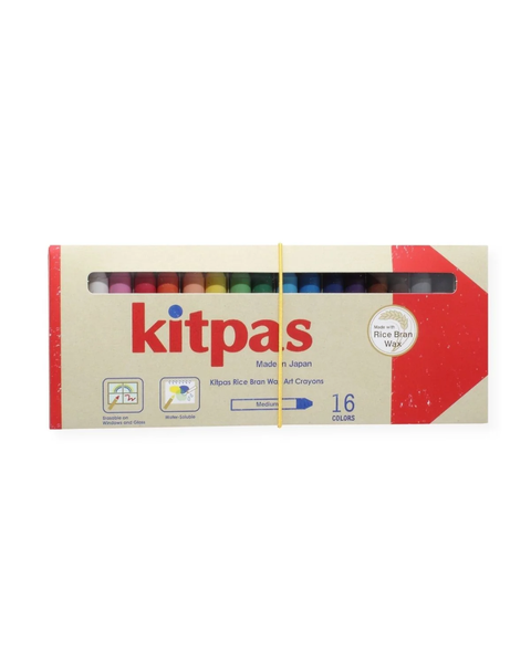 Kitpas Medium Stick Rice Wax Crayons - 16 Colours