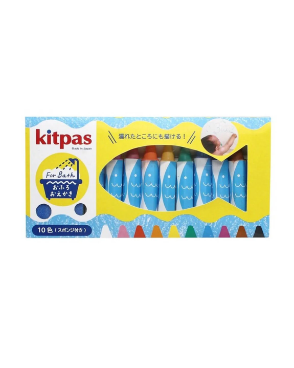 Kitpas Bath Crayons 10 Colours with Sponge