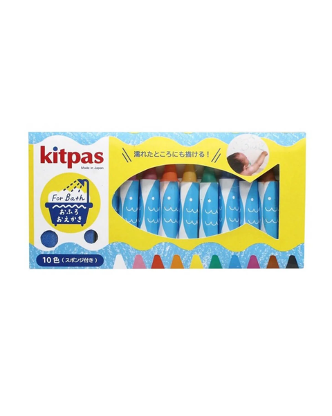 Kitpas Bath Crayons 10 Colours with Sponge
