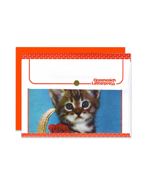 Greenwich Letterpress - Envelope & Card Set - Red Rose Kitten