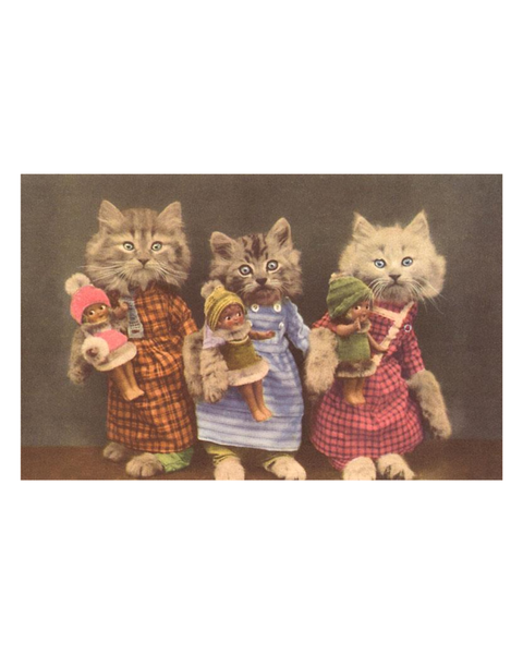 Found Image Press - Dressed Kittens with Dolls Postcard