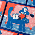 YUK FUN - Greetings card - Knitting with Cat