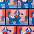 YUK FUN - Greetings card - Knitting with Cat