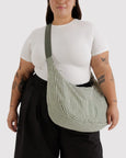 Baggu - Large Nylon Crescent Bag - Sage Stripe