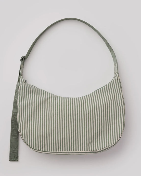 Baggu - Large Nylon Crescent Bag - Sage Stripe