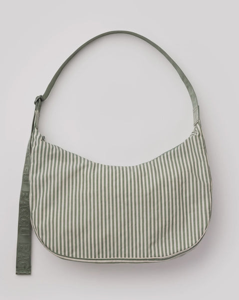 Baggu - Large Nylon Crescent Bag - Sage Stripe