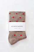 Le Bon Shoppe - Sneaker Socks - Hearts - Latte / Red