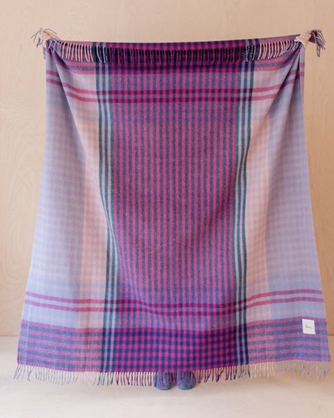 TBCo - Recycled Wool Blanket in Lavender Micro Gingham