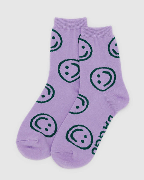 Baggu - Crew Sock - Lavender Happy Socks