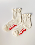 Le Bon Shoppe - Ruffled Hugger Crew Socks - Vanilla