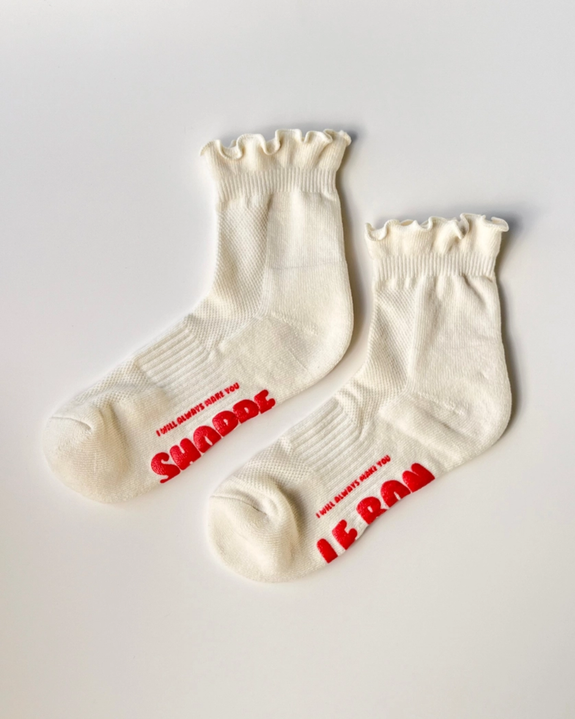 Le Bon Shoppe - Ruffled Hugger Crew Socks - Vanilla