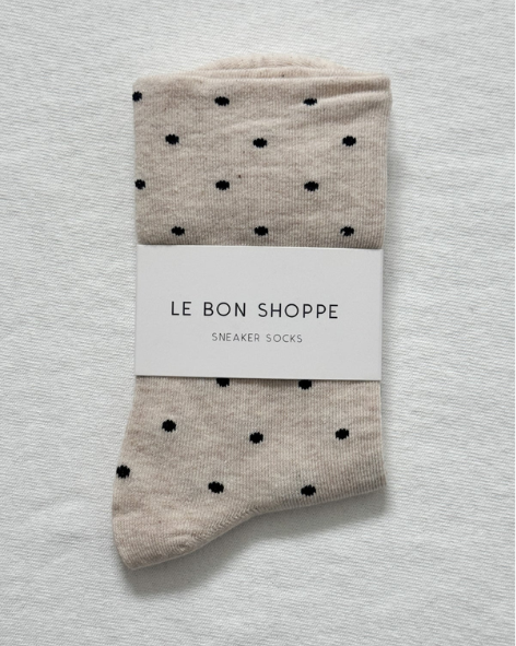 Le Bon Shoppe - Sneaker Socks - Polka Dot - Oatmeal / Black