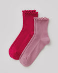 Baggu - Lettuce Edge Sock Set of 2 - Wild Plum & Cherry