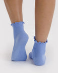 Baggu - Lettuce Edge Sock Set of 2 - Light Blue & Red
