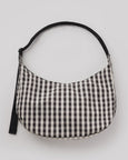 Baggu - Large Nylon Crescent Bag - Black And Cream Gingham