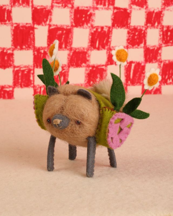 Cat Rabbit - Soft Sculpture - Light Brown Pom