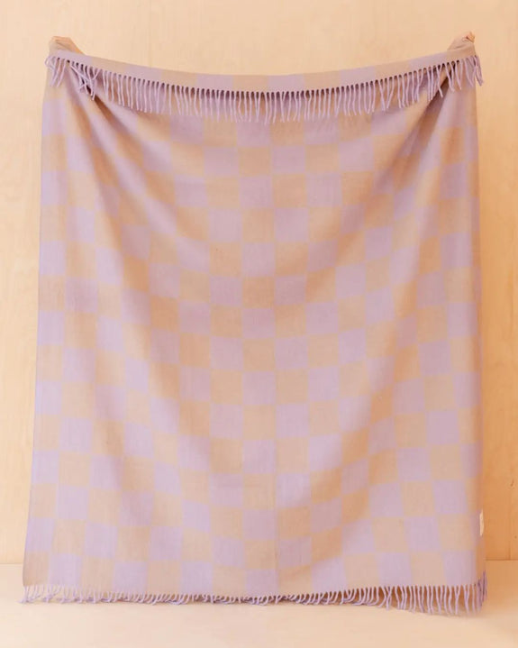 TBCo - Recycled Wool Blanket in Lilac & Coffee Checkerboard