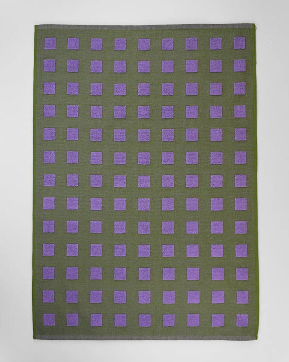 Wrap - Tea Towel - Squares Olive/Lilac - Tea Towel