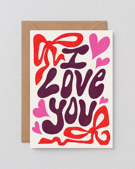 Wrap - I Love You Bows Embossed Greeting Card