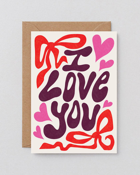 Wrap - I Love You Bows Embossed Greeting Card