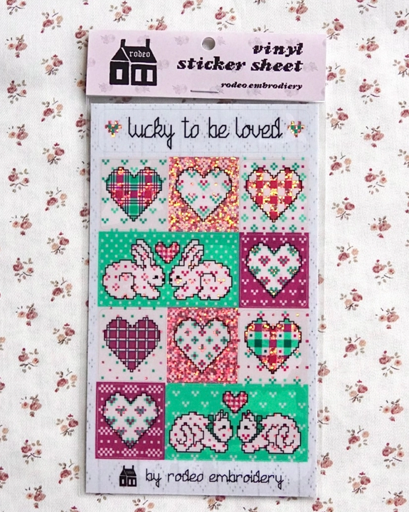 Rodeo Embroidery - Glitter Vinyl Sticker Sheet - Lucky To Be Loved