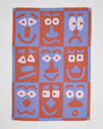 Wrap - Tea Towel - Making Faces Blue/Brown