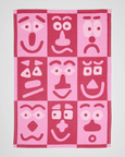 Wrap - Tea Towel - Making Faces Pink/Maroon