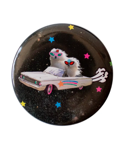 Gentle Thrills - Maltese in Space Pinback Badge / Button