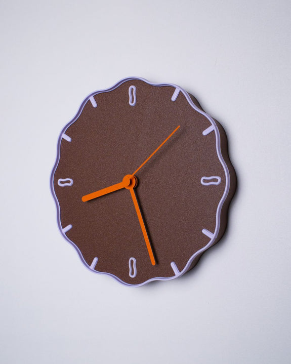 Warren & Laetitia - Margherita Wall Clock (Brown/Lilac/Orange)
