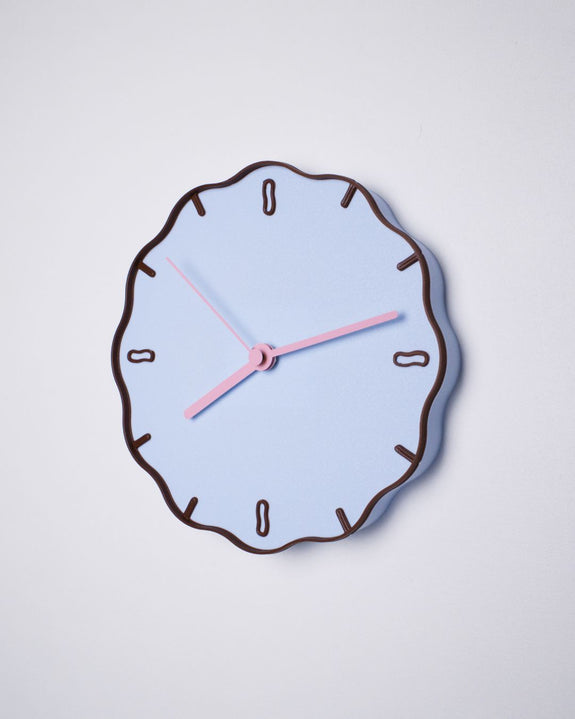 Warren & Laetitia - Margherita Wall Clock (Sky Bue / Brown / Pink)