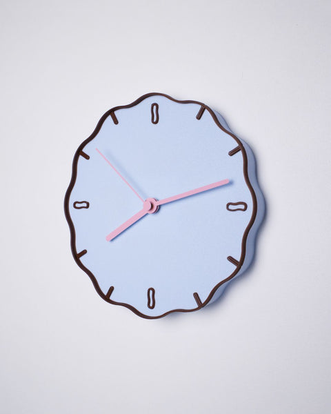 Warren & Laetitia - Margherita Wall Clock (Sky Bue / Brown / Pink)