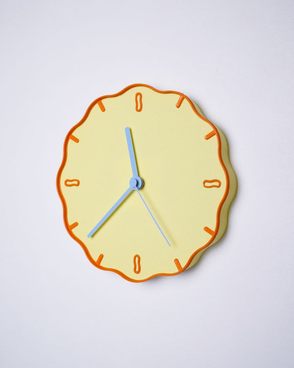 Warren & Laetitia - Margherita Wall Clock (Pastel Yellow / Orange / Sky Blue)