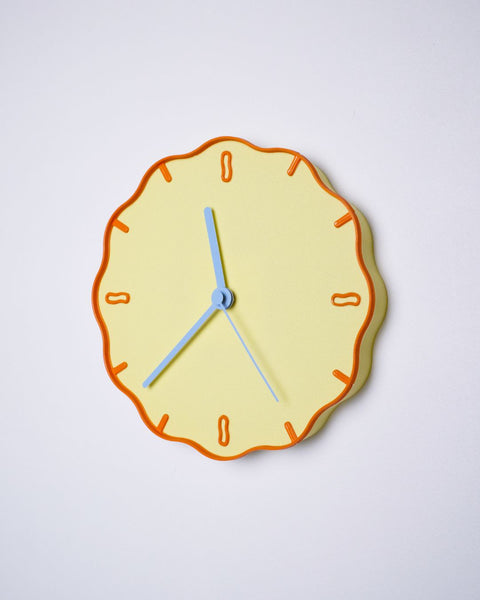 Warren & Laetitia - Margherita Wall Clock (Pastel Yellow / Orange / Sky Blue)