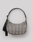 Baggu - Medium Nylon Crescent Bag - Black And Cream Gingham