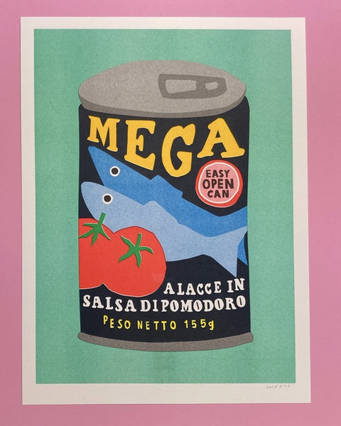 We Are Out Of Office - Riso Print - Can of Mega Sardines 30x40cm