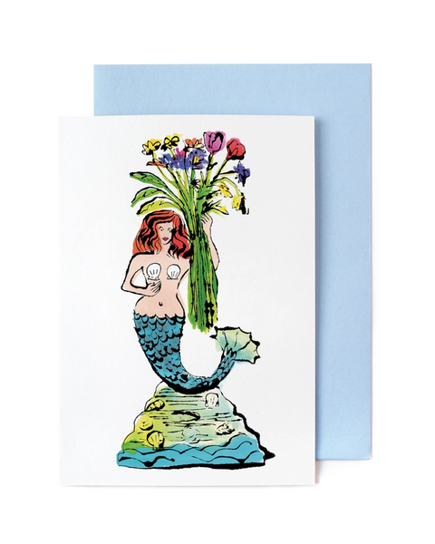 Yes! Paper Goods - Mermaid with Flowers Card
