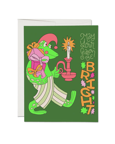 Red Cap Cards - Frog Christmas Card