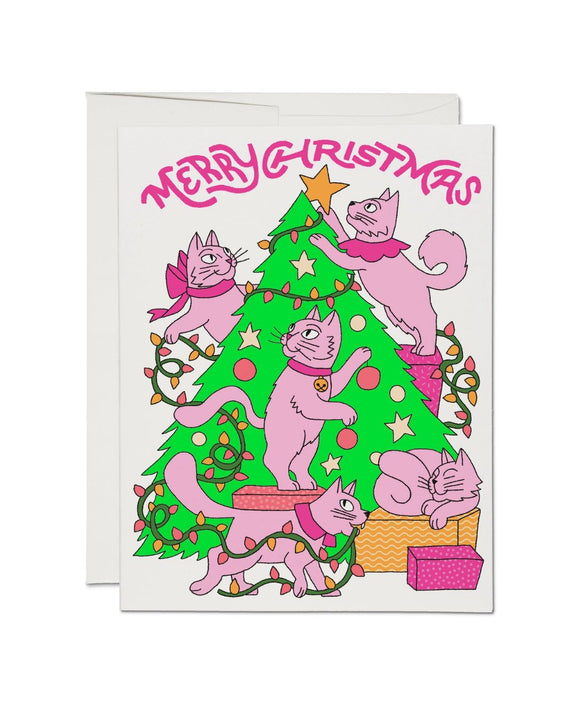 Red Cap Cards - Kitty Chaos Christmas Card