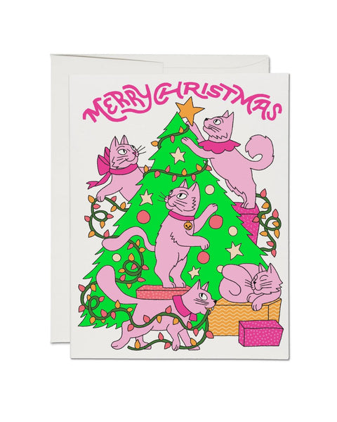Red Cap Cards - Kitty Chaos Christmas Card