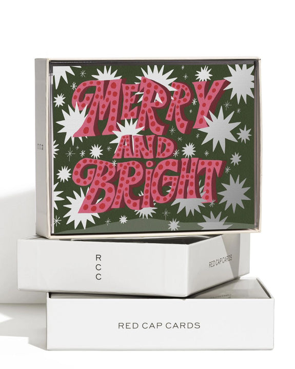 Red Cap Cards - Sparkling Merry Christmas Card Set