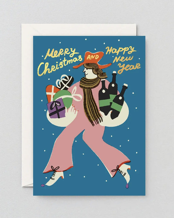 Wrap - Merry Christmas and Happy New Year Holiday Greeting Card