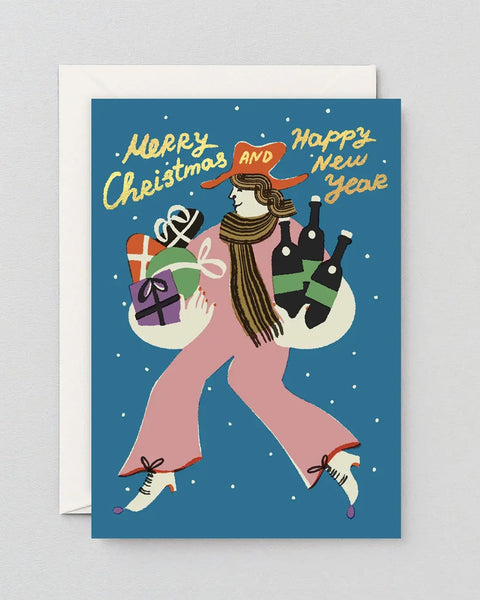 Wrap - Merry Christmas and Happy New Year Holiday Greeting Card