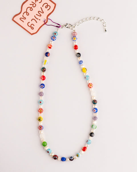 Emily Green - Millefiori & Pearl Short Necklace - Multicolour