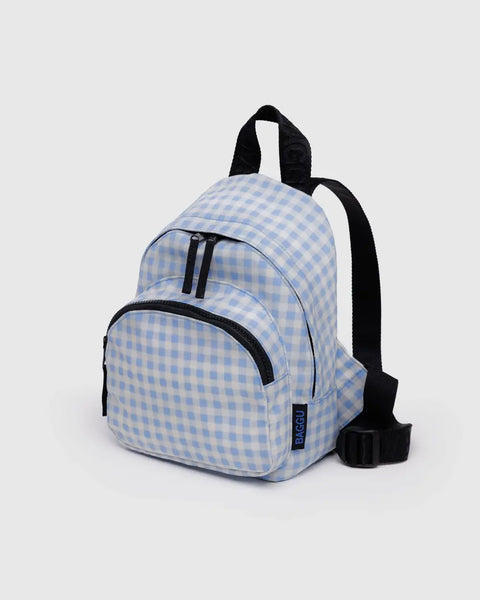 Baggu - Mini Nylon Backpack - Light Blue Gingham